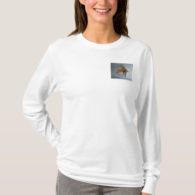 Camiseta Mosca macia da penugem do pescoço (Frente)