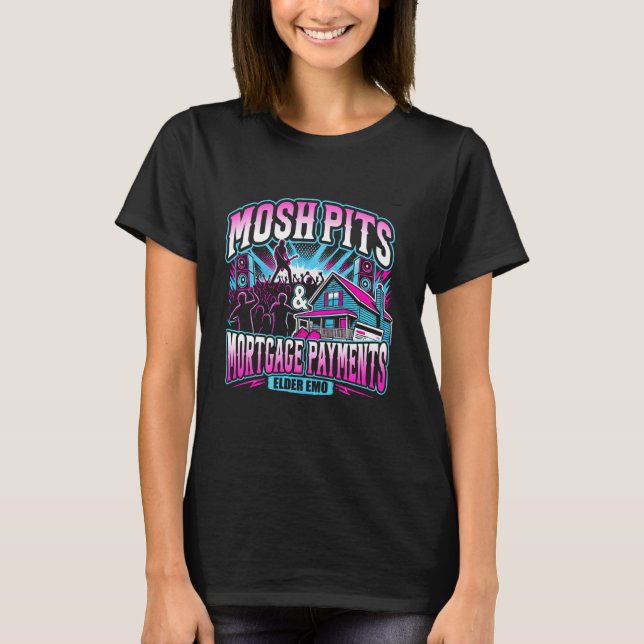 Camiseta Mosh Pits e Pagamentos Hipotecários Elder Emo Desi (Frente)