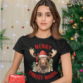 Camiseta Moso-de-Cristo Engraçado, alce-de-natal