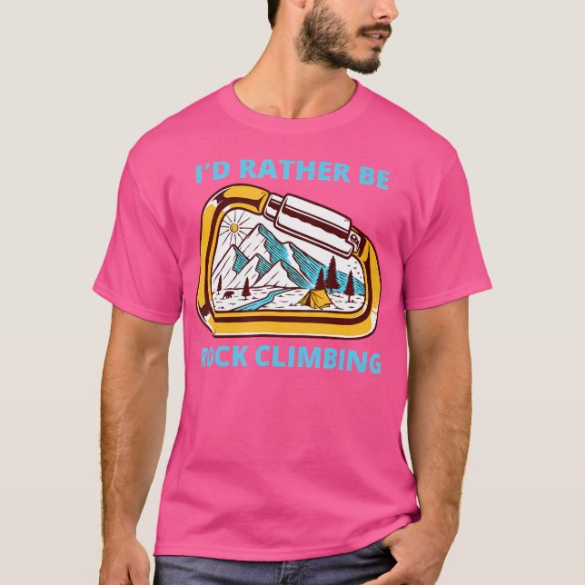 Camiseta Mosquetão Eu Preferiria Estar Escalando (Frente)