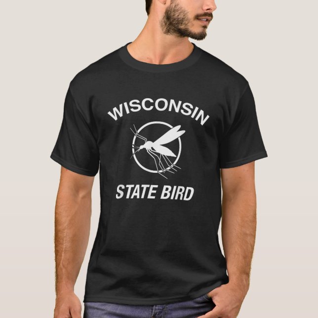 Camiseta Mosquito do Pássaro do Estado Funny Wisconsin (Frente)