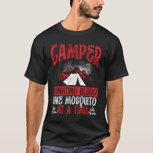 Camiseta Mosquito Sanguíneo Um Dador De Câncer Por Vez Camp (Frente)