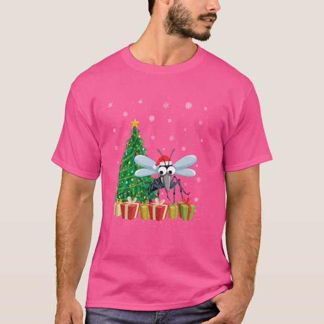 Camiseta Mosquito Xmas Tree Lighting Santa Hat Mosquito Chr (Frente)