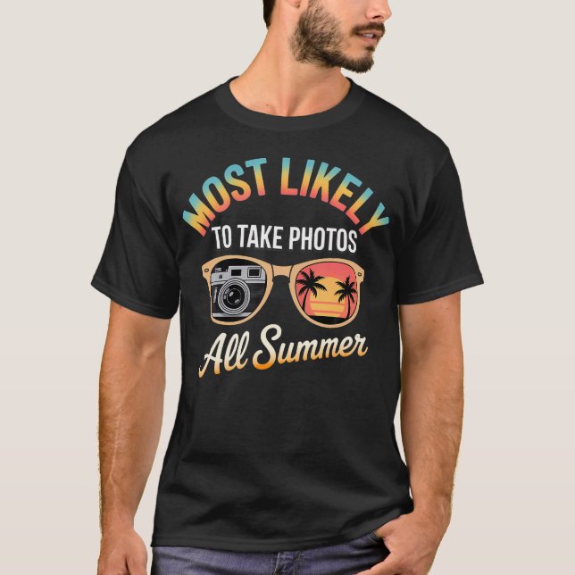Camiseta Most Likely To Take Photos All Summer - Sunglasses (Frente)