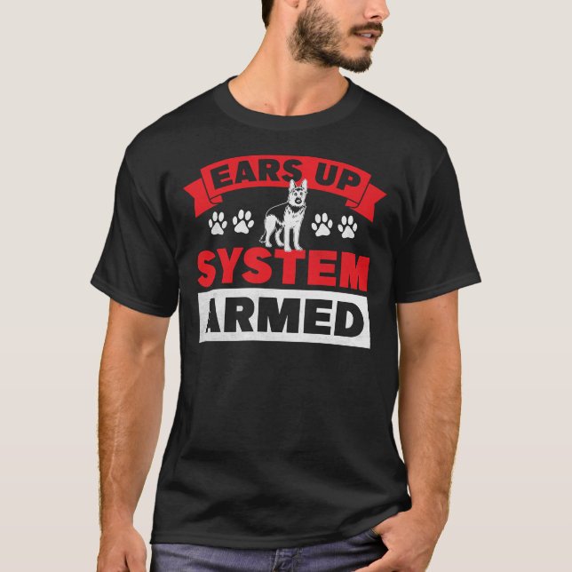 Camiseta Mostra o German shepherd armado do sistema (Frente)