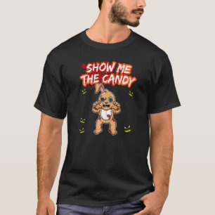 Camiseta Mostre-me O Doces Fantasia de Halloween Truque ou
