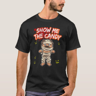 Camiseta Mostre-me O Traje de Halloween de Doces ou Travess