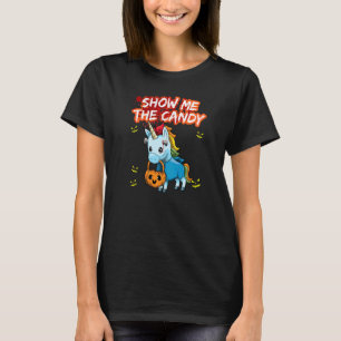 Camiseta Mostre-me O Traje de Halloween de Doces ou Truque