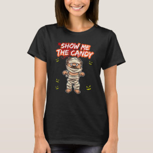 Camiseta Mostre-me O Traje de Halloween de Doces Truque ou