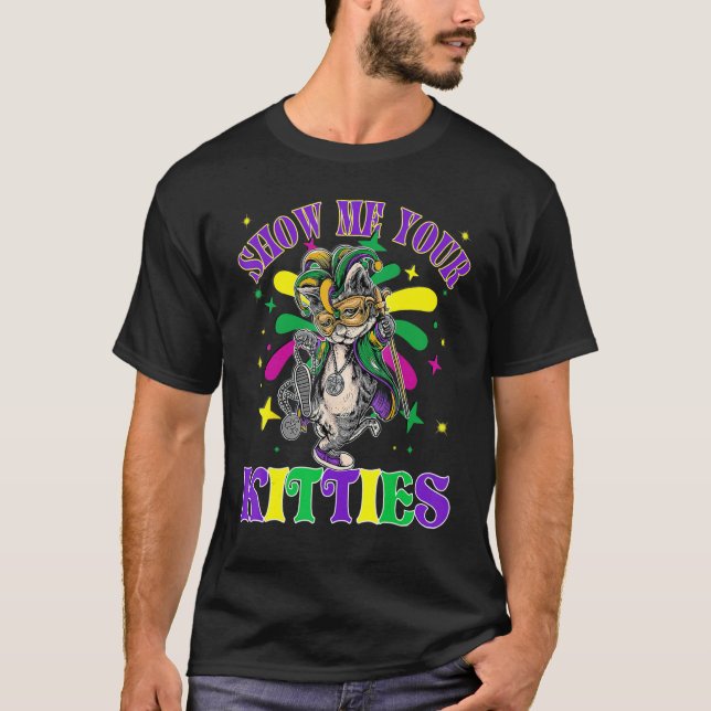 Camiseta Mostre-me seus Gatinhos Mardi Gras, Mardi Gras Doe (Frente)