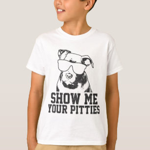 Camiseta Mostre-me sua picada Engraçada Cachorro Pitbuloso
