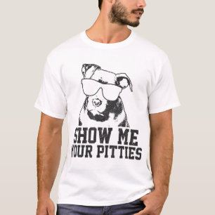 Camiseta Mostre-me sua picada Engraçada Cachorro Pitbuloso