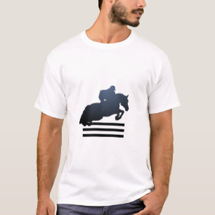 Camiseta Mostre o jumper limpando um obstáculo.