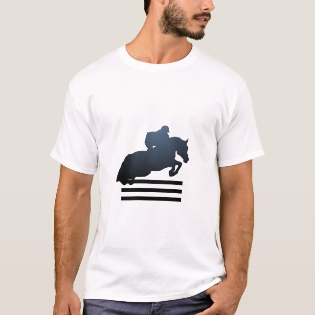 Camiseta Mostre o jumper limpando um obstáculo. (Frente)