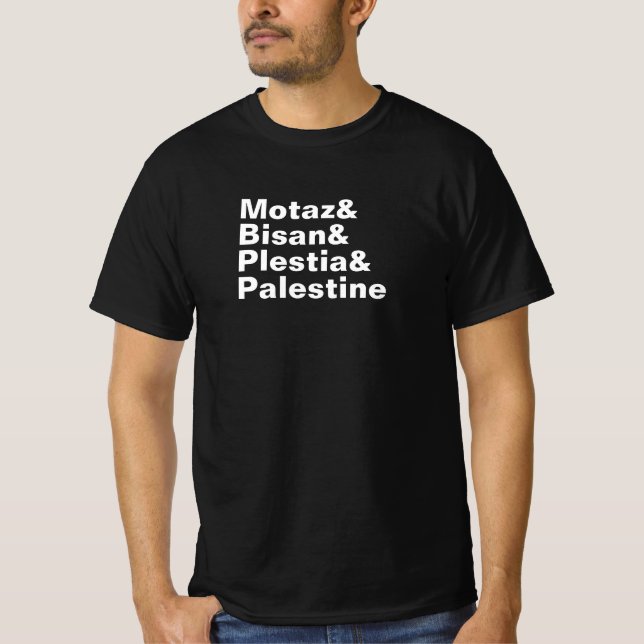 Camiseta Motaz & Bisan & Plestia & Palestine - imprensa liv (Frente)