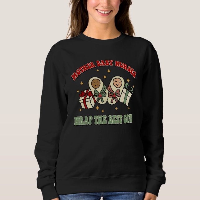 Camiseta Mother Baby Nurses Wrap The Best  Retro Christmas (Frente)