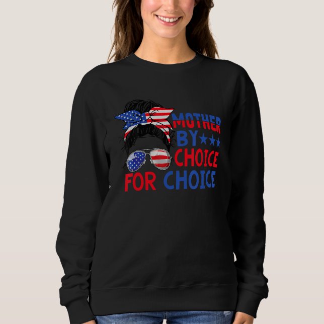Camiseta Mother By Choice Pro Choice Messy Bun Us Flag (Frente)