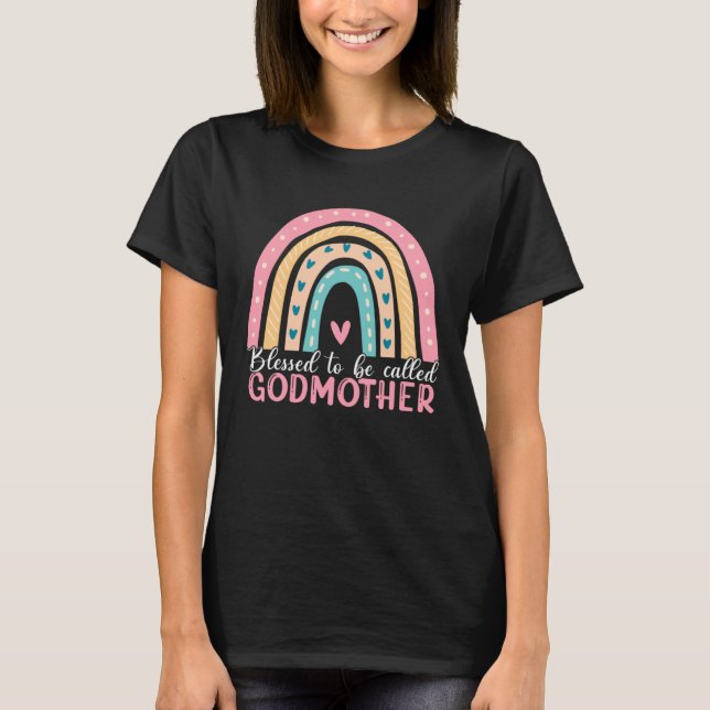 Camiseta Mother s Day Blessed To Be Called Godmother Rainbo (Frente)