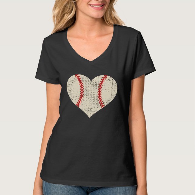 Camiseta Mother s Day  Distressed Heart Baseball Heart Mom  (Frente)