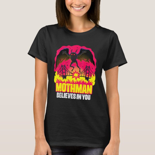 Camiseta Mothman Acredita Em Você, Folclore Criptid Creptid (Frente)