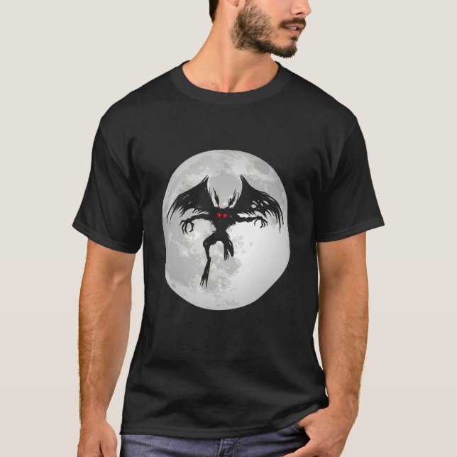 Camiseta Mothman Cryptid Monster Folklore Creature Moon Cry (Frente)