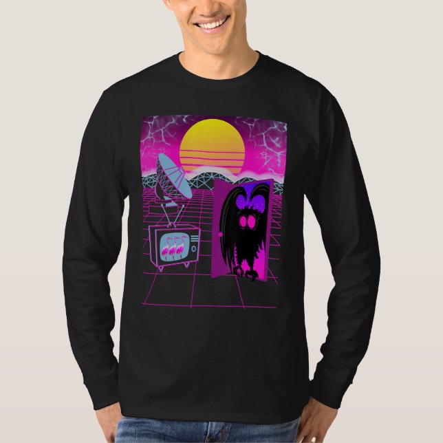 Camiseta Mothman Figure Cryptid Vapor Wave Art (Frente)