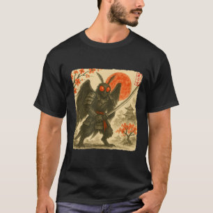 Camiseta Mothman Samurai Traje de Guerreiro Japonês Sumi-e