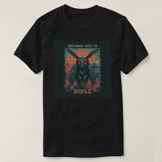 Camiseta Mothman vai para Boise (Frente do Design)