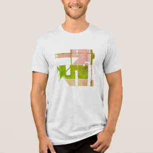 Camiseta Motif de Arte Geométrica Verde Rosa, Pequeno