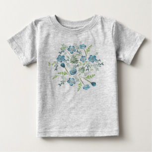 Camiseta Motif de Flor Verde Azul Bonito