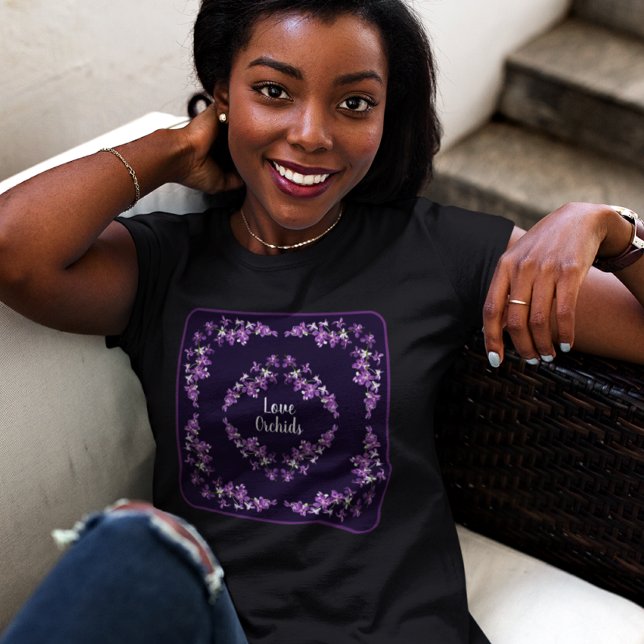 Camiseta Motif Dendrobium Orquídeo Roxo (Criador carregado)