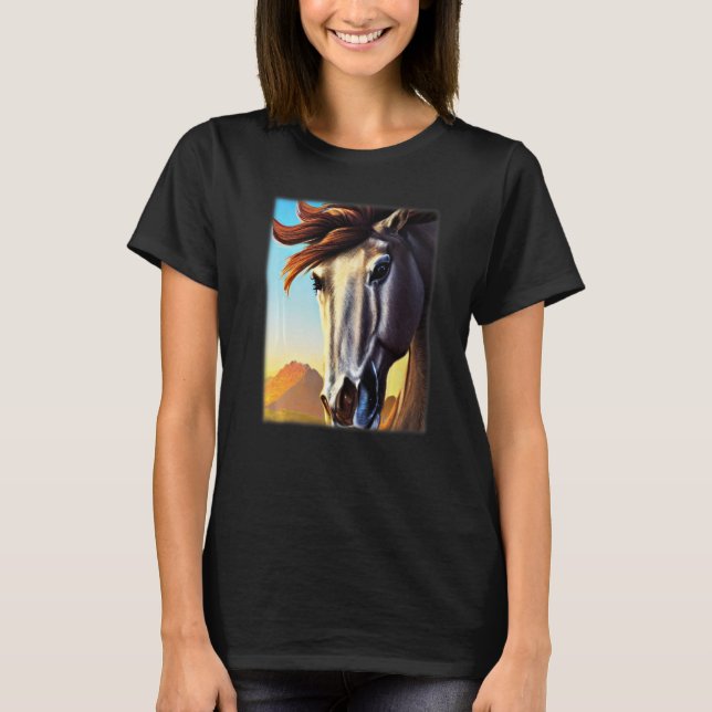 Camiseta Motif design gráfico de cavalos a montar com um (Frente)