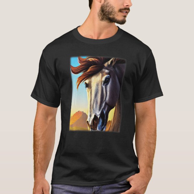 Camiseta Motif design gráfico de cavalos a montar com um (Frente)