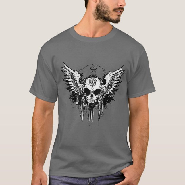Camiseta Motif do crânio numa paleta monocromática (Frente)