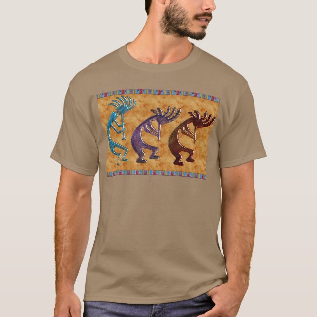 Camiseta Motif Nativo Americano Kokopelli 3D Anasazi (Frente)