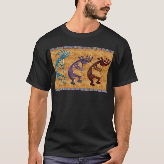 Camiseta Motif Nativo Americano Kokopelli 3D Anasazi (Frente)