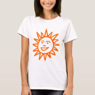 Camiseta Motif Sun desenhado à mão - Laranja
