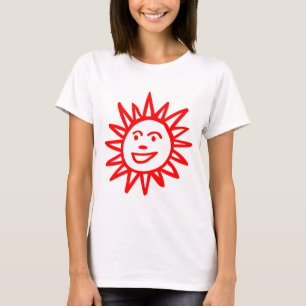 Camiseta Motif Sun desenhado à mão - Vermelho