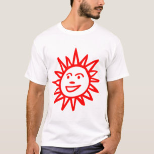 Camiseta Motif Sun desenhado à mão - Vermelho