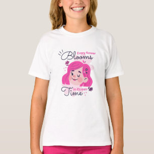 Camiseta Motivação de Bloom de Flor de Rapariga de Caracter