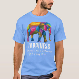 Camiseta Motivação de Elefante Colorida Da Felicidade