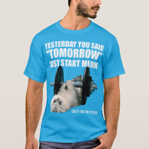 Camiseta Motivação Engraçada do Workout - Cat - Start Meow
