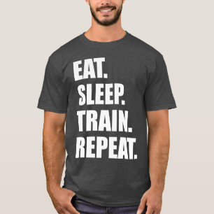 Camiseta Motivação Gym - Comer, Dormir, Comboio, Repetir