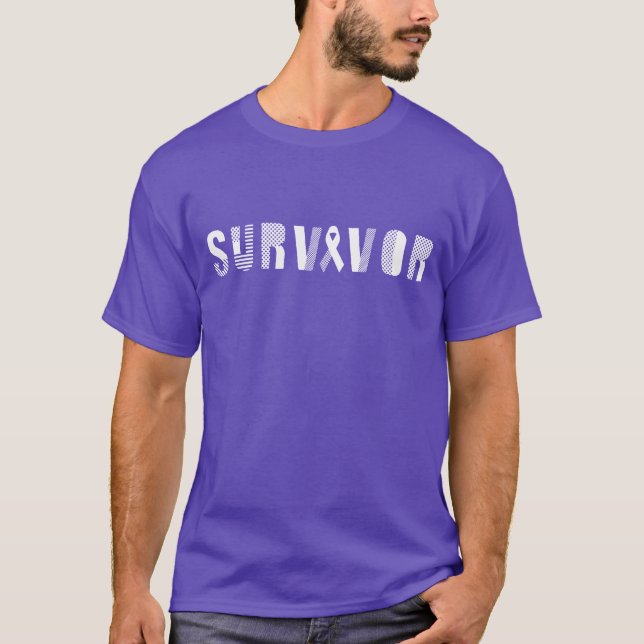 Camiseta Motivação Inspiracional de Fita de Cancer Sobreviv (Frente)