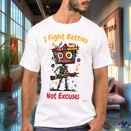 Camiseta Motivacional de Soldado Vibrante Abstrata