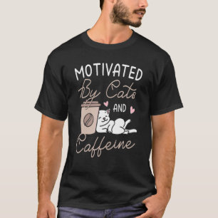 Camiseta Motivada Por Gatos E Cafeína   Mãe de Gato