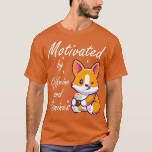 Camiseta motivado por cafeína e caninos, cão e café 1