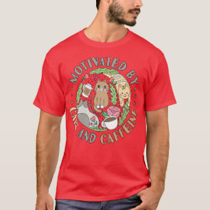 Camiseta Motivado por gatos e cafeína