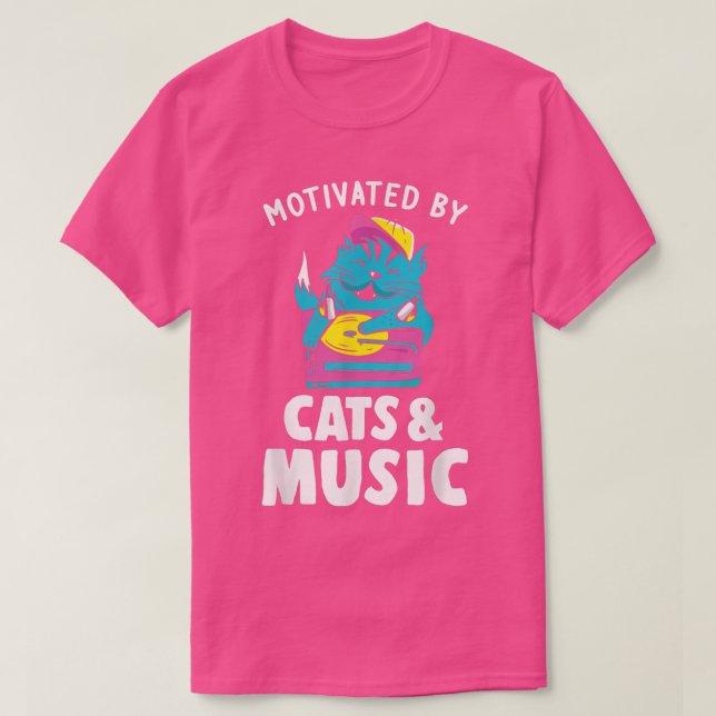 Camiseta Motivado por músicas e gatos (Frente do Design)