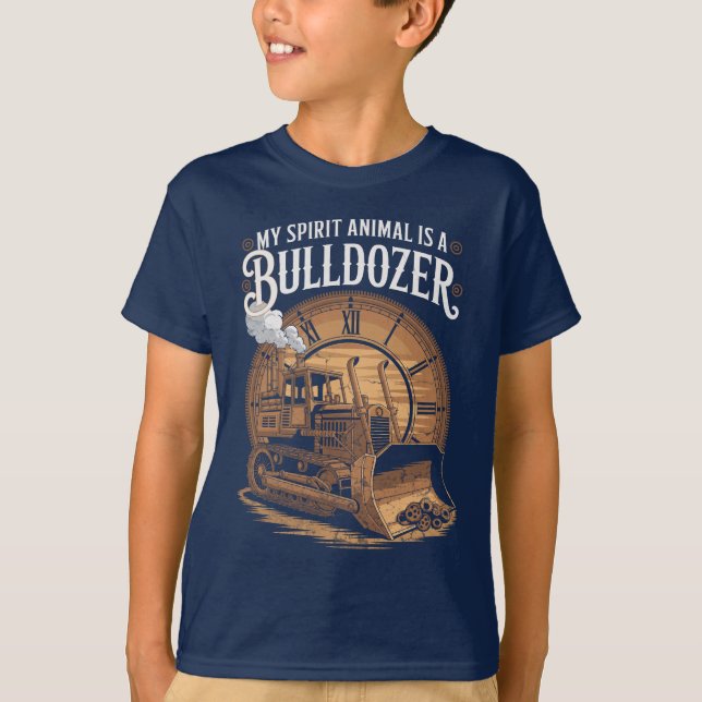 Camiseta Motivational Bulldozer Spirit Animal Retro Funny (Frente)